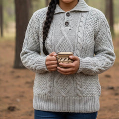Grey Cayambe Alpaca Cable Knit Sweater-1