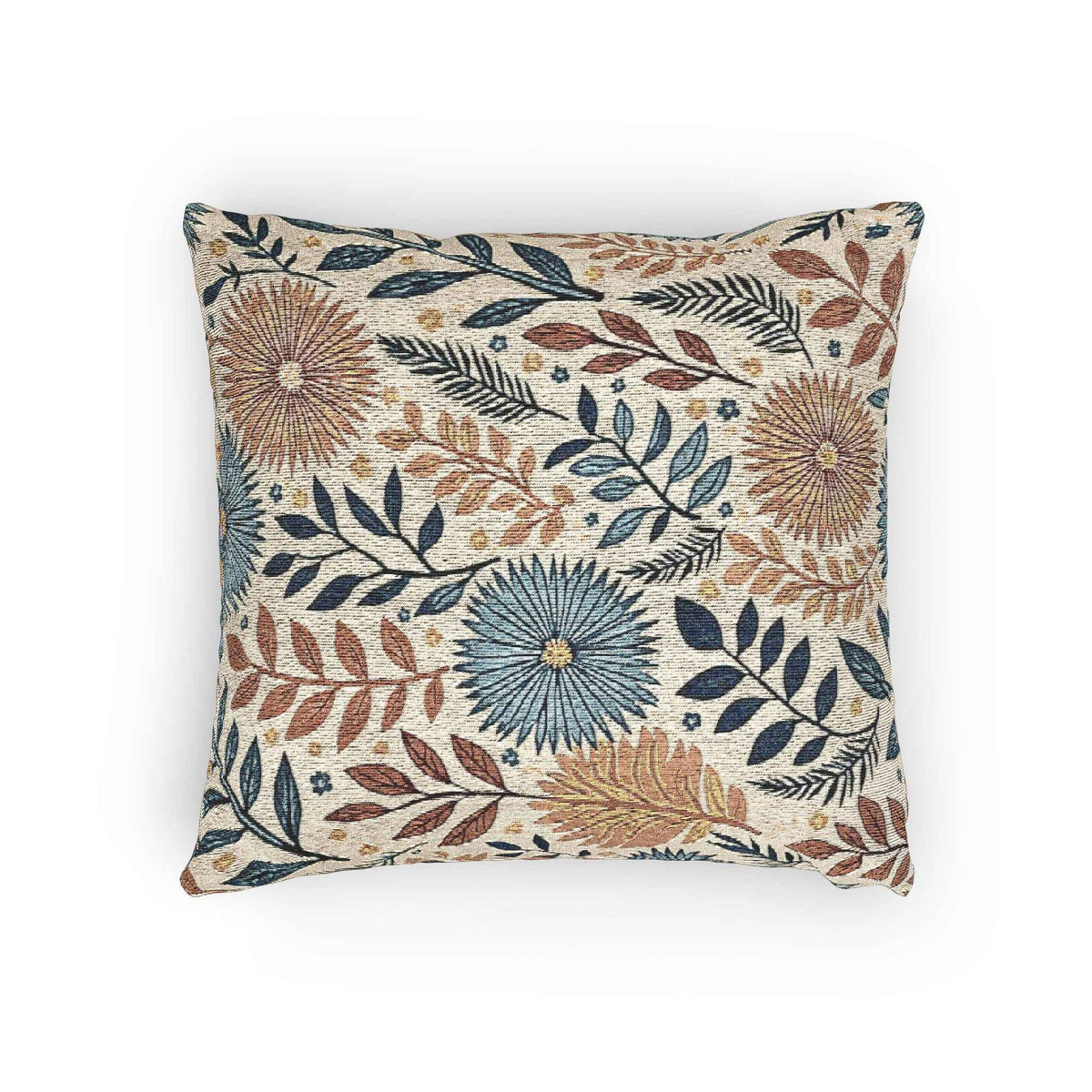 Boho Floral Woven Pillow | Textured Daisy Leaves Decorative Pillow-7