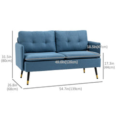 55-Inch Dark Blue Loveseat Sofa – Button-Tufted Upholstered Couch for Bedroom & Small Spaces (United States & Canada Delivery Only)-6