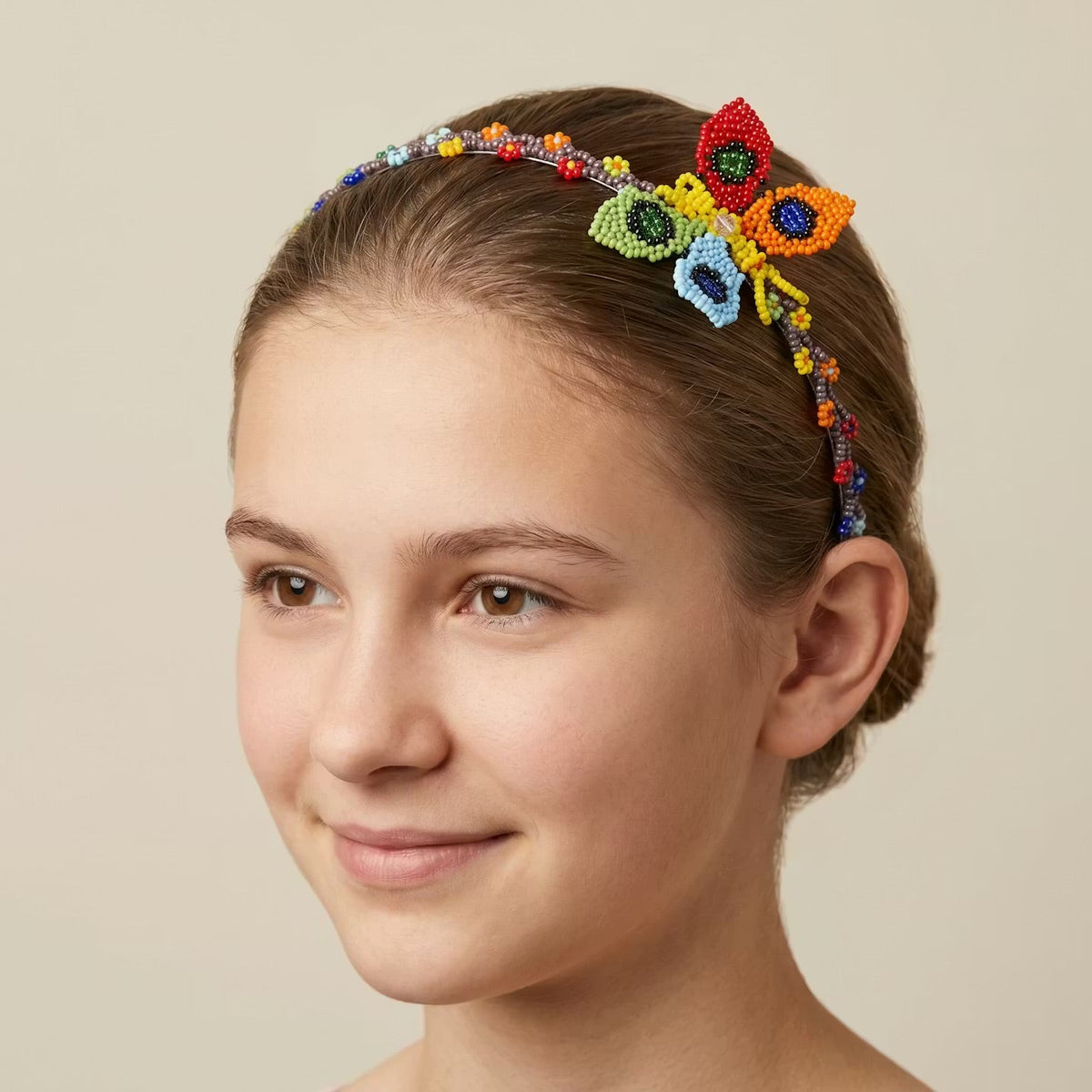 Beaded Headband with Butterfly Purple-2