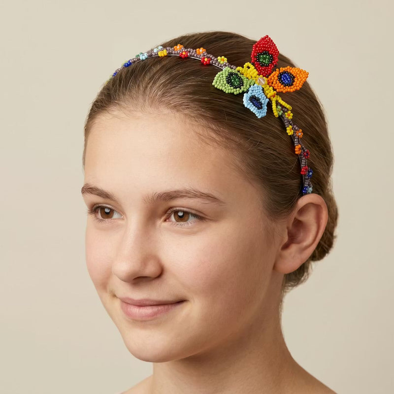 Beaded Headband with Butterfly Purple-2