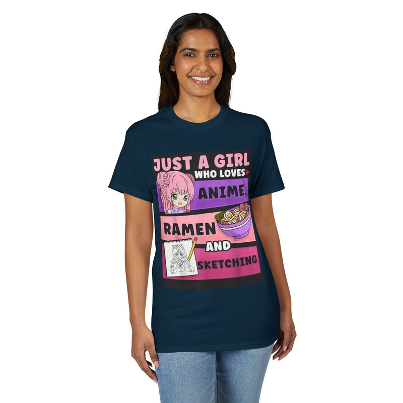 "Just a Girl Who Loves Anime Ramen and Sketching" T-Shirt-47