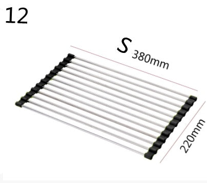 Folding Kitchen Drain Sink Rack Stainless Steel-4
