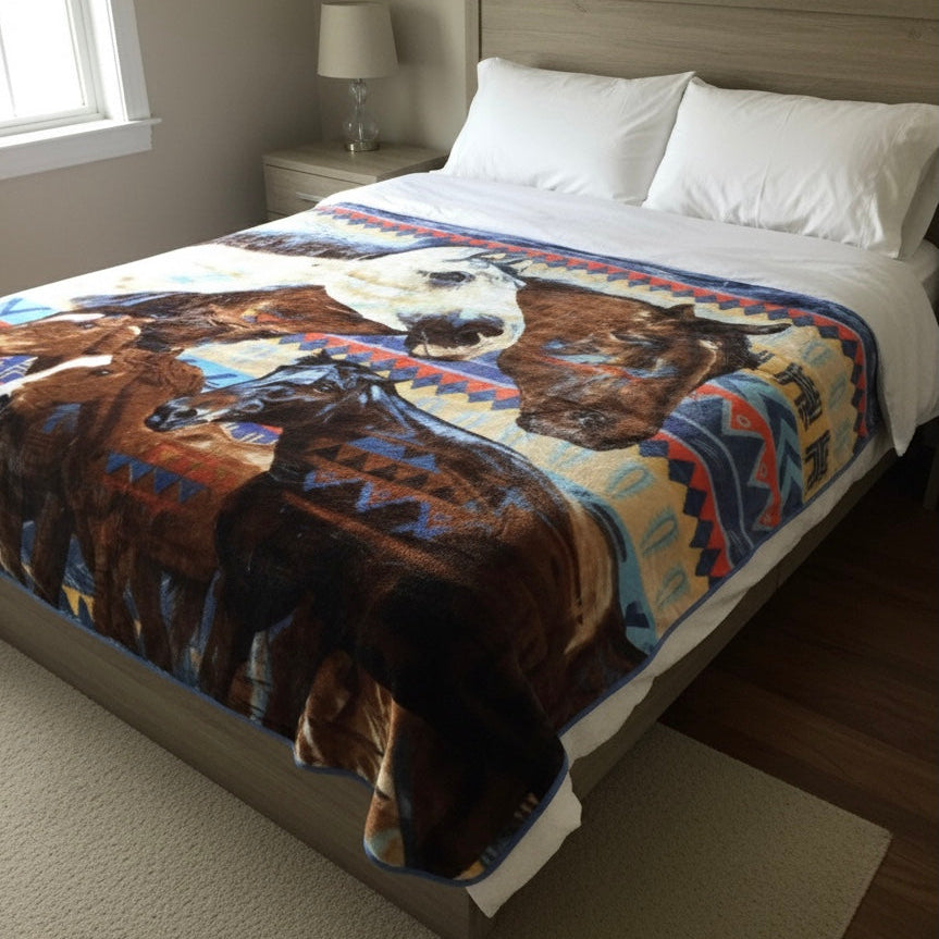 LUXURY PLUSH ULTRA SOFT BLANKET HORSE (Spirit of love)-3