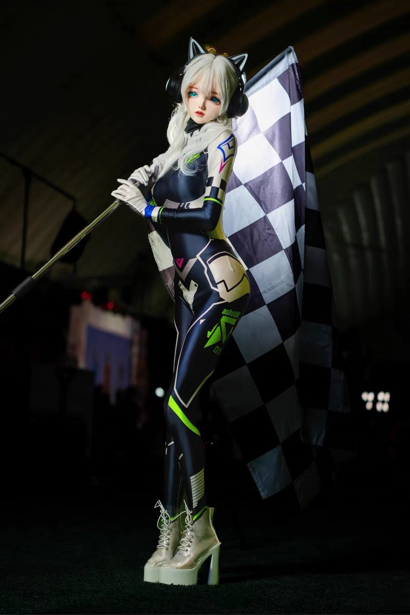 Cyberpunk Open Crotch Sci-Fi Spandex Racing Suit & Race Queen Cosplay Bodysuit-12