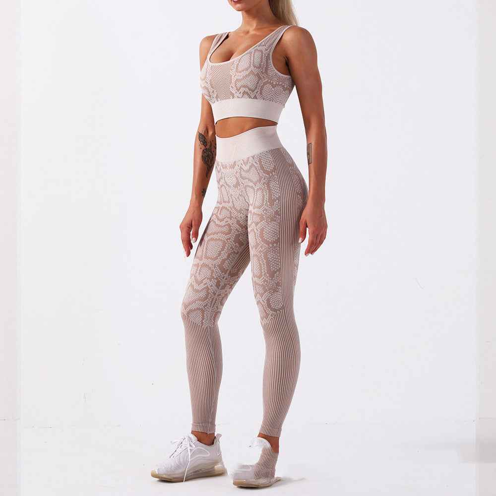 Women’s Snake Pattern Yoga Set – Stylish Workout & Fitness Activewear Suit-3