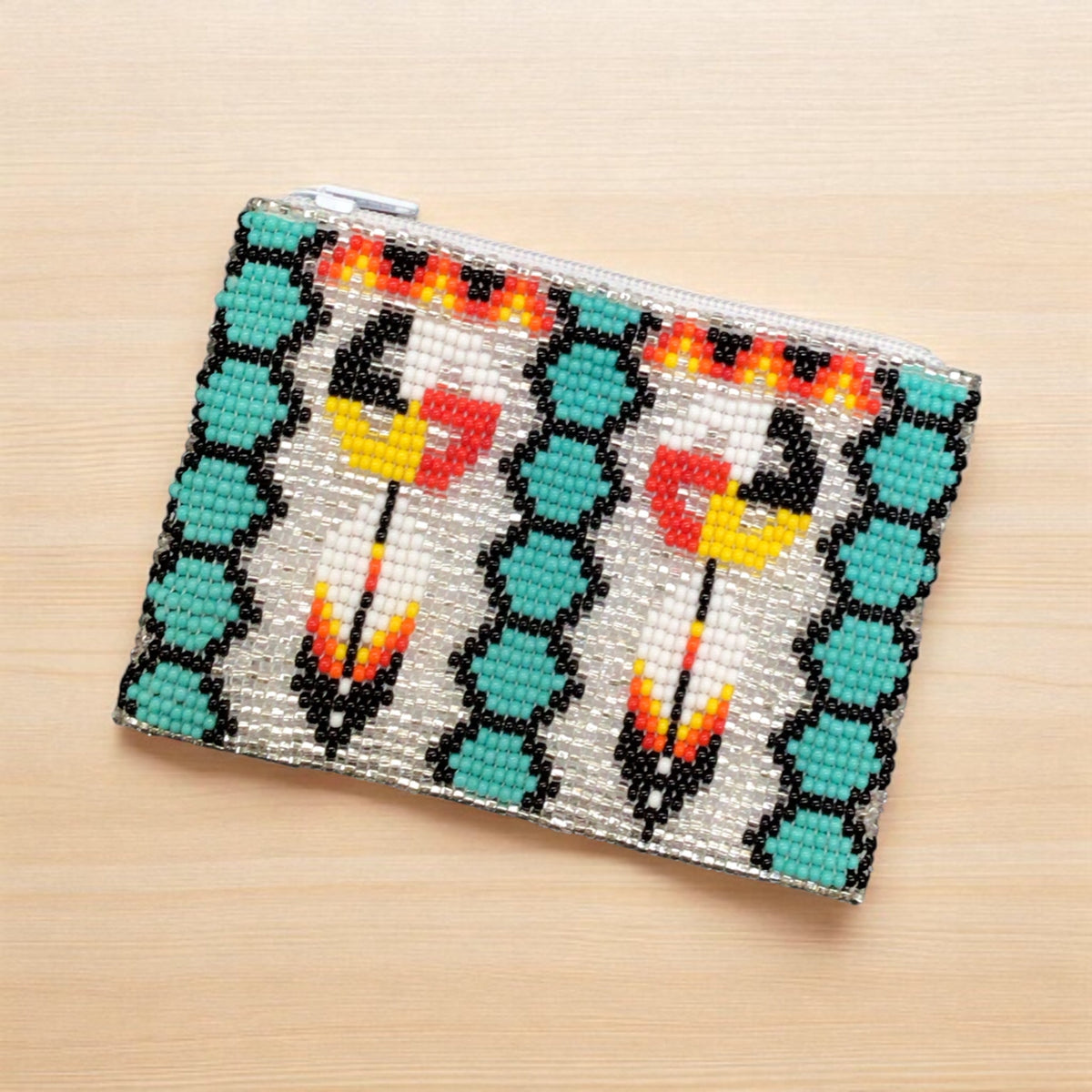 Feather with Dreamcatcher Beaded coin purse-4