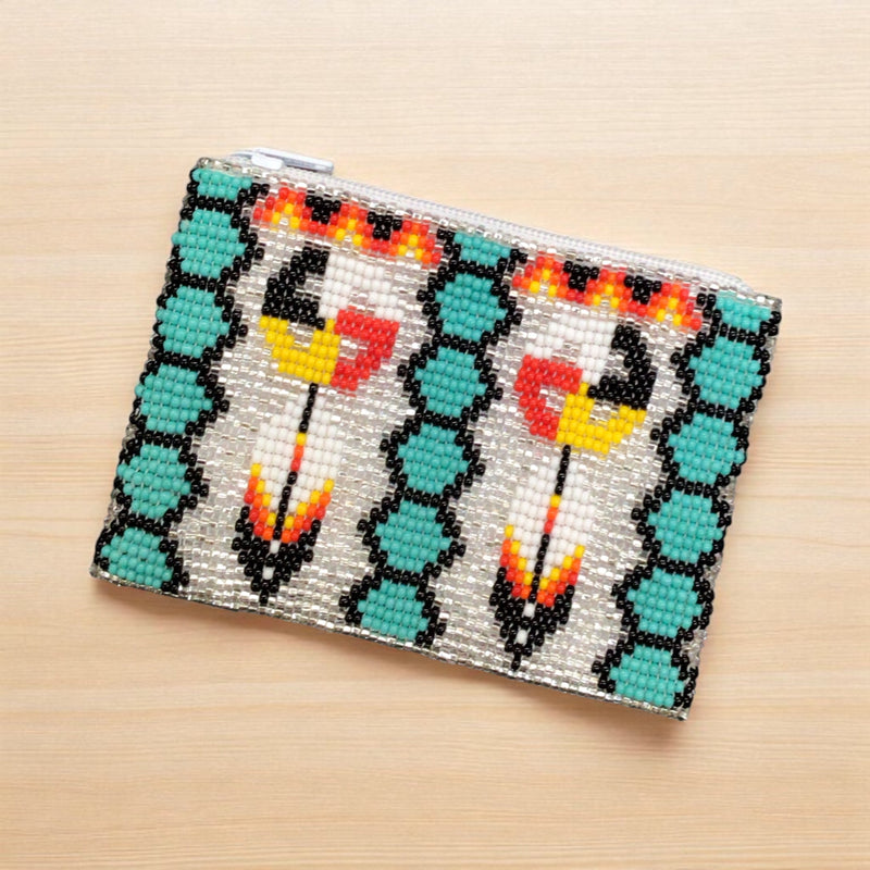 Feather with Dreamcatcher Beaded coin purse-4