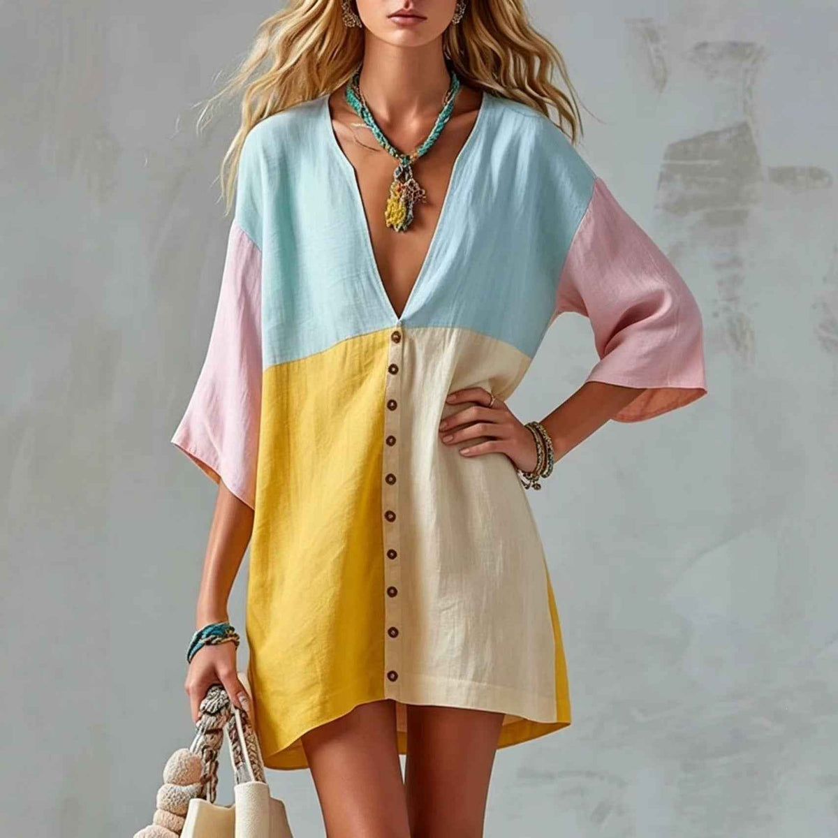 Women’s Loose-Fit Cropped Dress – Casual Relaxed Short Dress for Summer & Everyday Wear-3