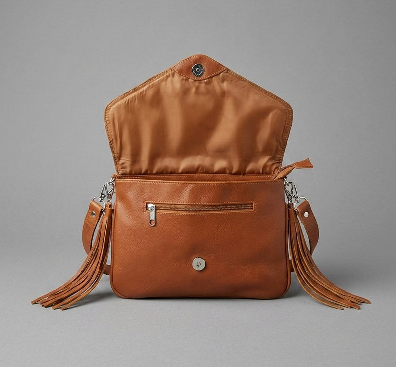 Leather beaded Crossbody bag(Brown)-8