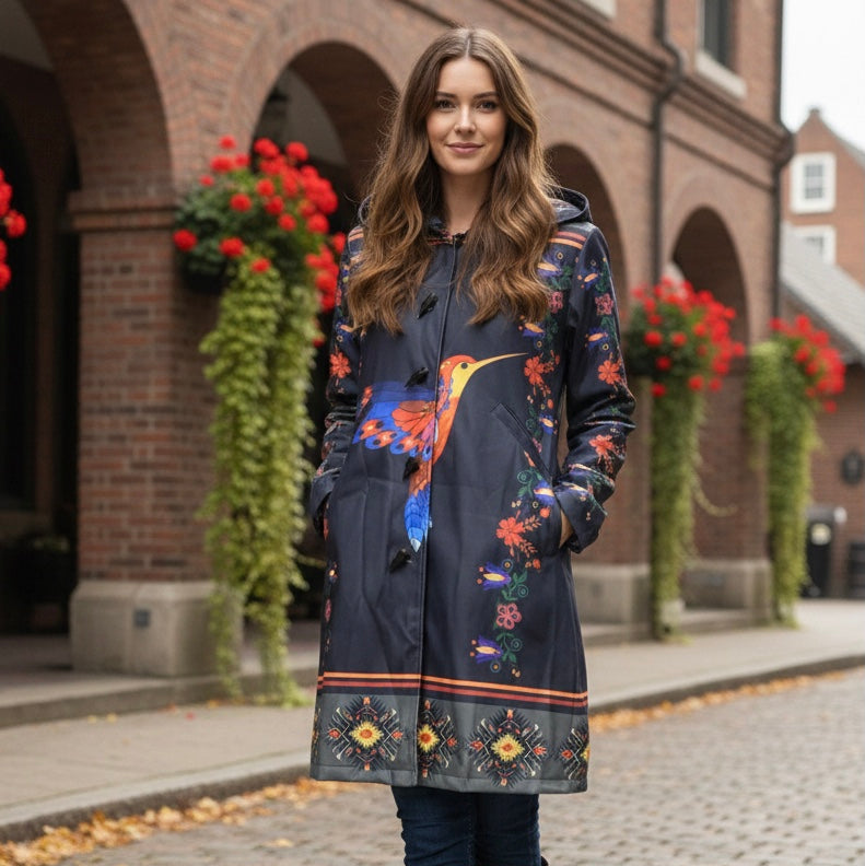 Midnight Hummingbird Long Coat-2
