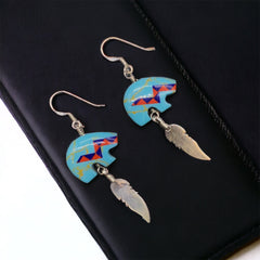 Sterling Silver Red and Blue Earrings-2