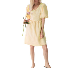Women’s V-Neck Half-Sleeve Loose Dress – Relaxed-Fit Casual Summer Midi Dress-6