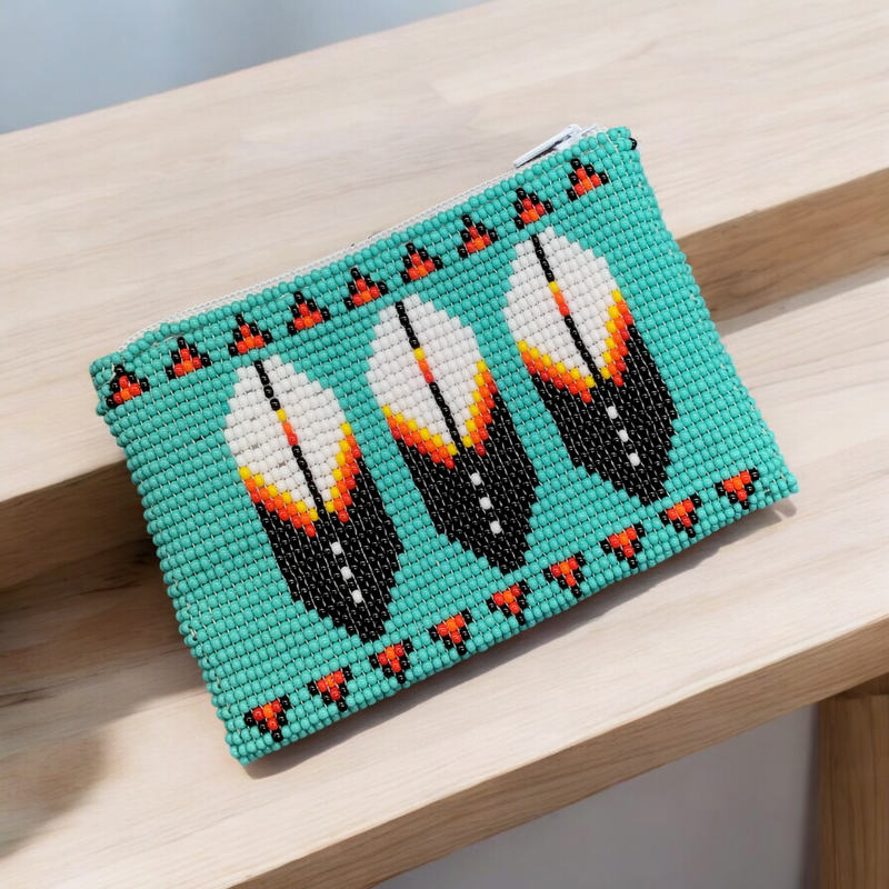 Feather Beaded coin purse-2