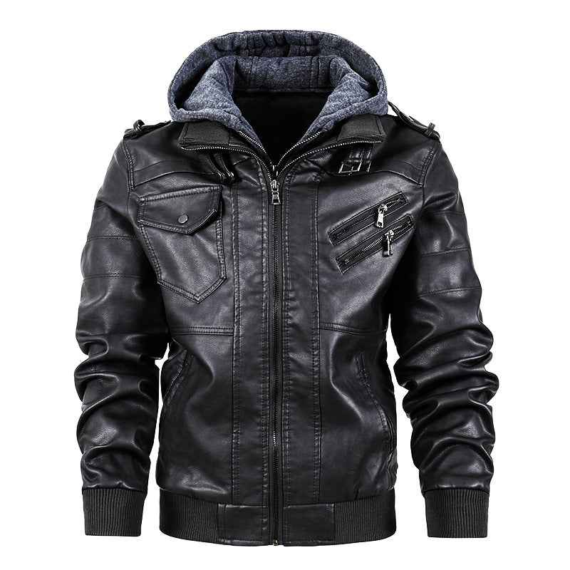 Men's Motorcycle-Style PU Leather Jacket-3