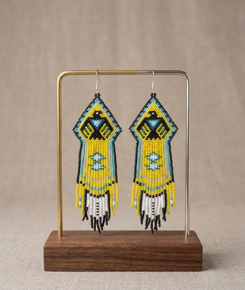 Beaded thunder eagle earrings ( Green )-2