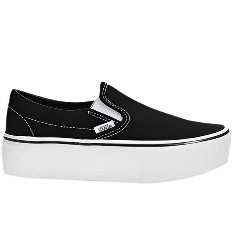 Vans 'Classic Slip-On Stackform' Shoes - Canvas Black/True White-1