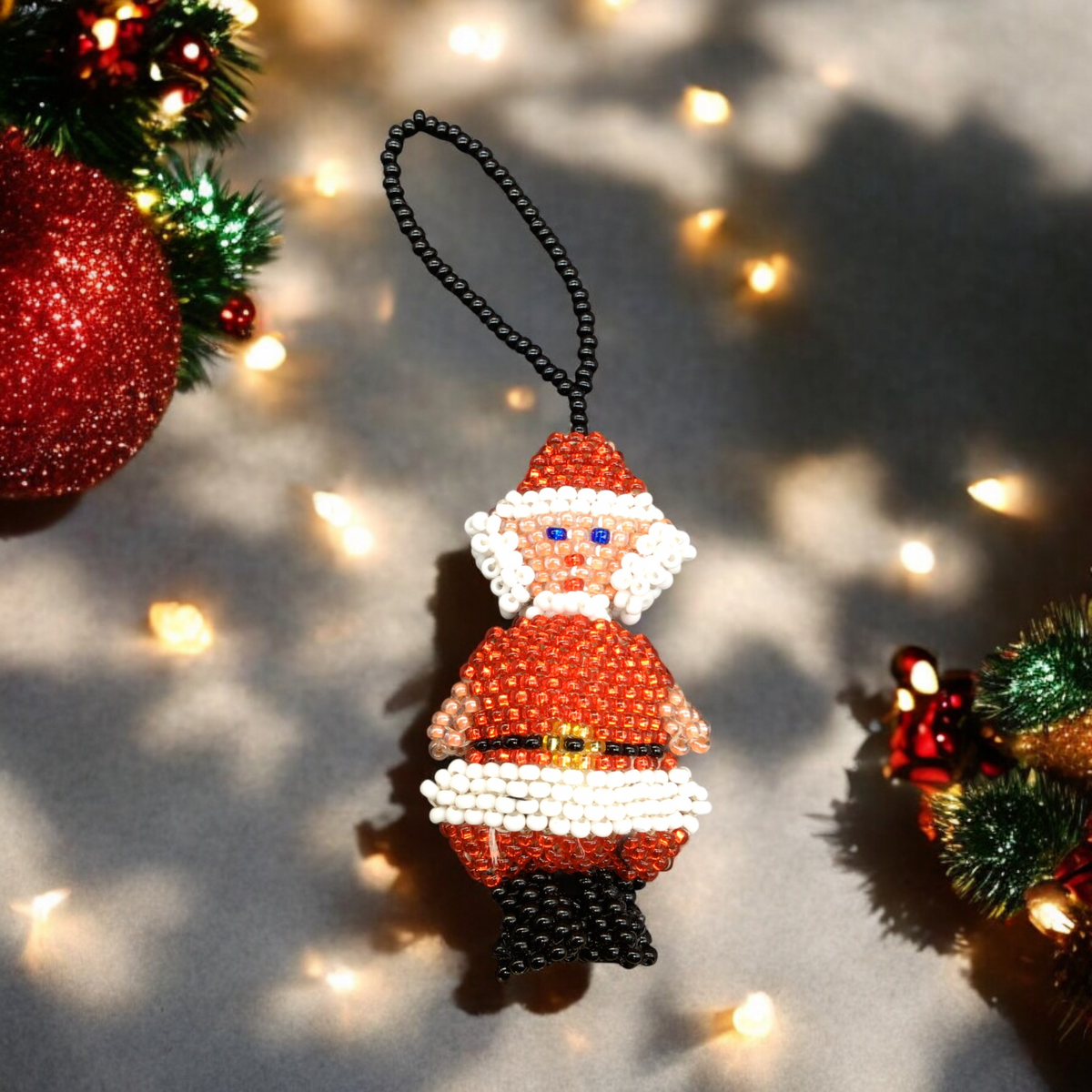 Santa Claus Beaded Christmas Ornament-4