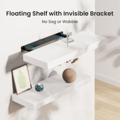 One-Line Floating Wall Shelf – 3-Tier Wooden Bamboo Wall-Mounted Storage Shelf-9