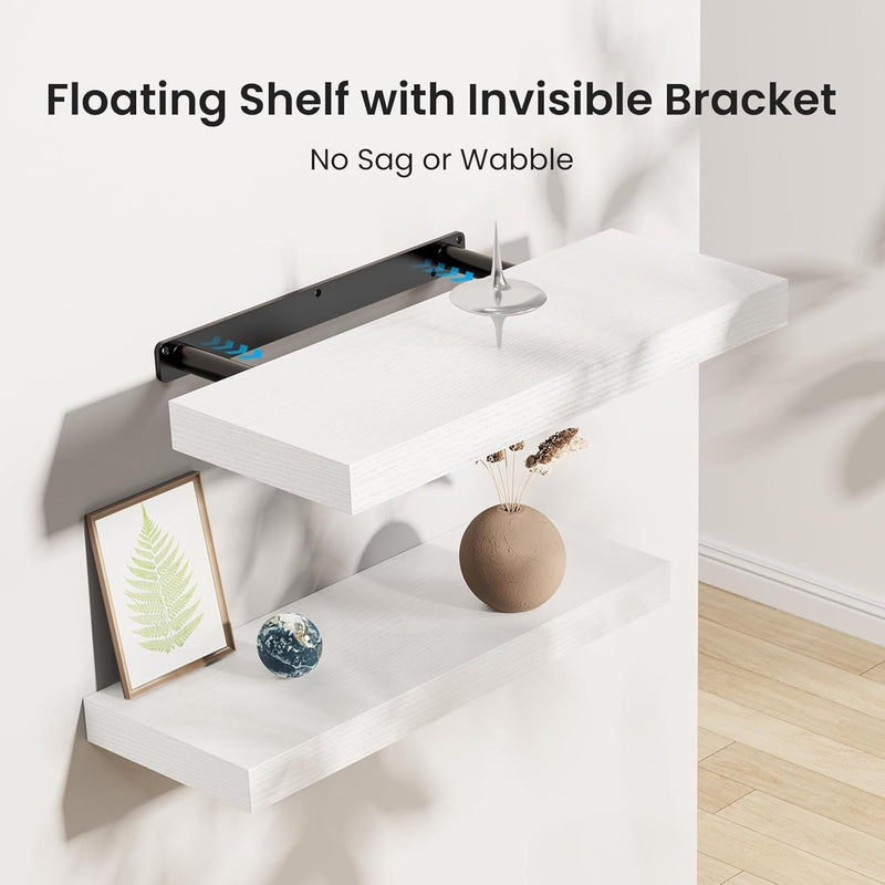 One-Line Floating Wall Shelf – 3-Tier Wooden Bamboo Wall-Mounted Storage Shelf-9