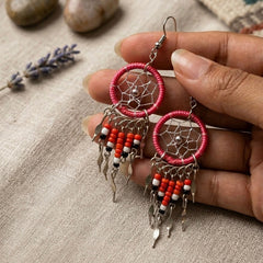 Red Dreamcatcher earrings-2