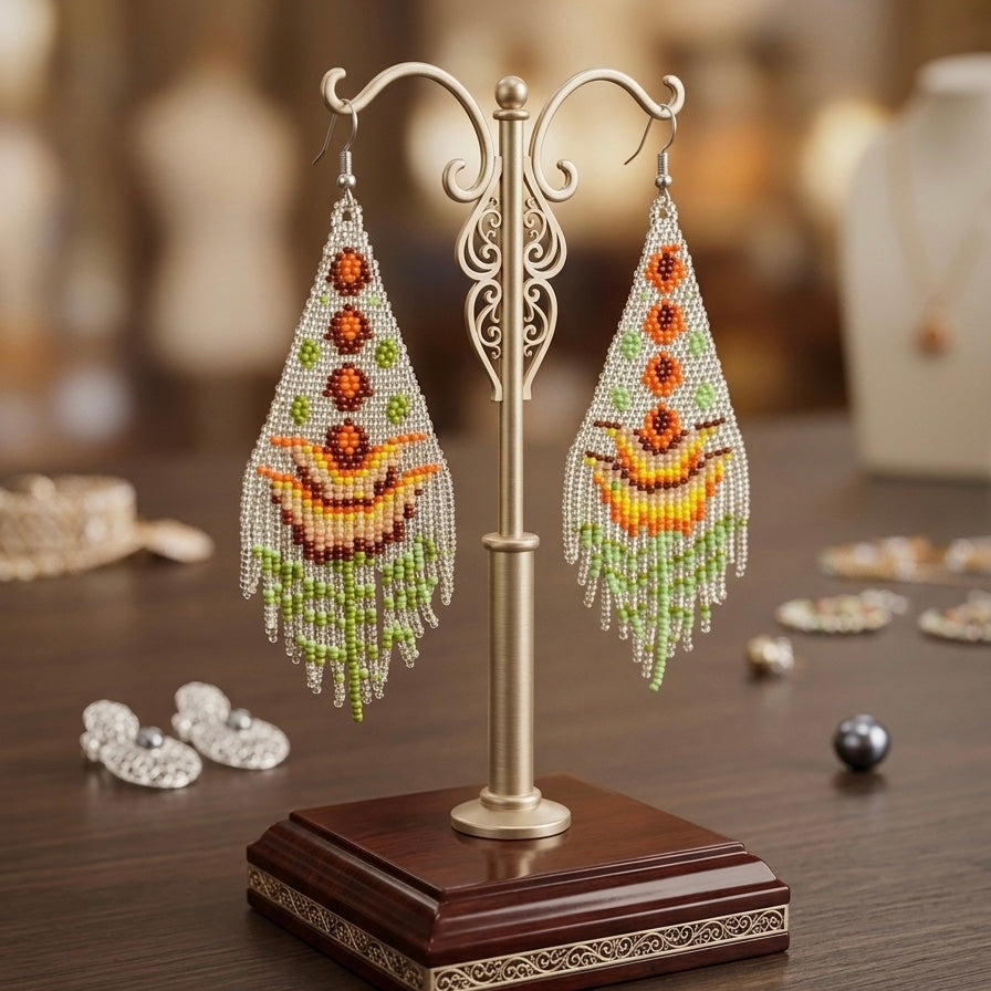 Silver Flame Blossom Drop Earrings-2