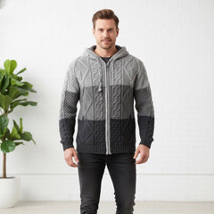Grey and Black Cayambe Alpaca Cable Knit Sweater-1