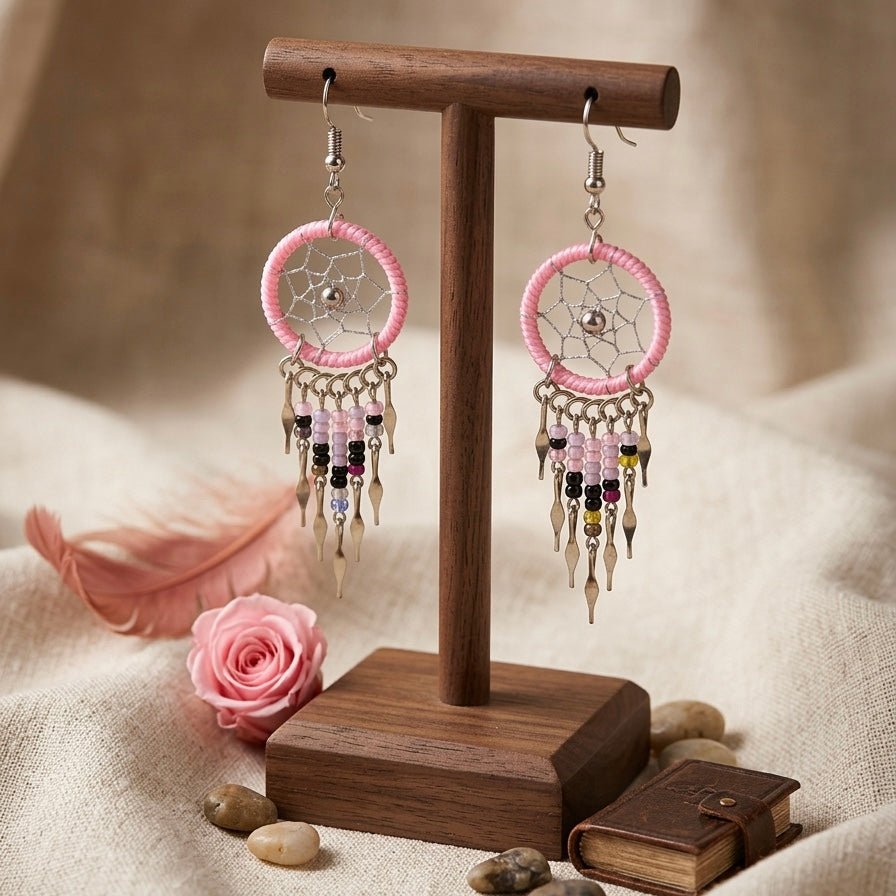 Pink Dreamcatcher earrings
