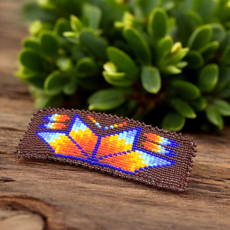 Rectangular Beaded Barrette - Maroon-2