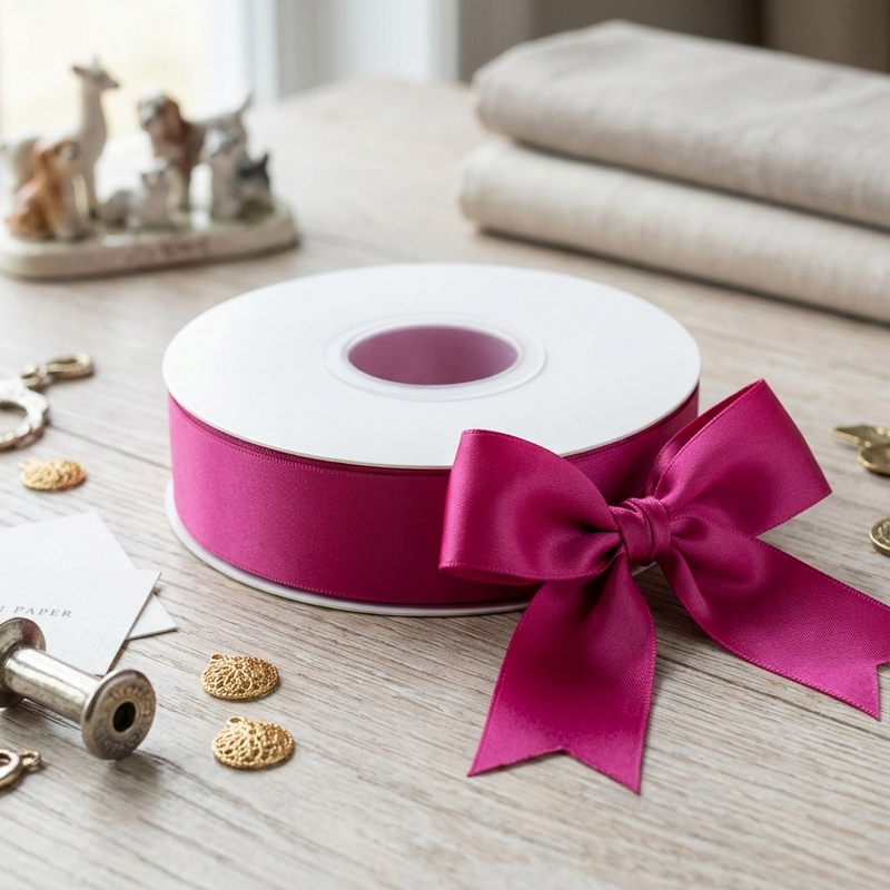 30 Meter Double Face Fuchsia #187 Ribbon Roll-1