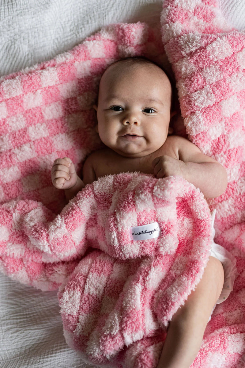 Cotton Candy Check Print Toddler Blanket-2
