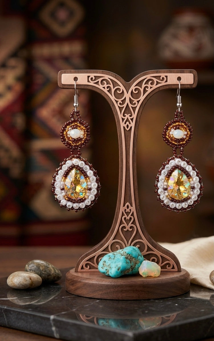 Drop Beaded Earrings. Yellow collection-3