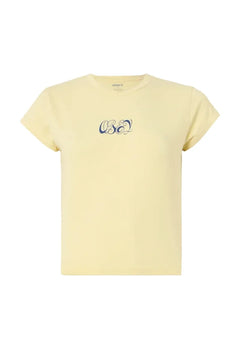 Obey 'Swirly Script' Cropped Tee - Pale Banana-1