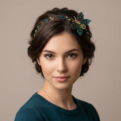 Beaded Headband with Butterfly Turquoise-3