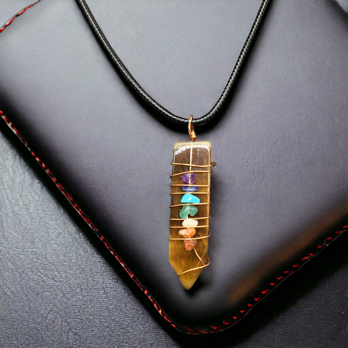 Natural Sword Chakra Unisex Brown Pendant-2