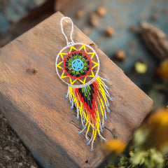 Silver and Yellow Celestial Beaded Handmade Dreamcatcher-2