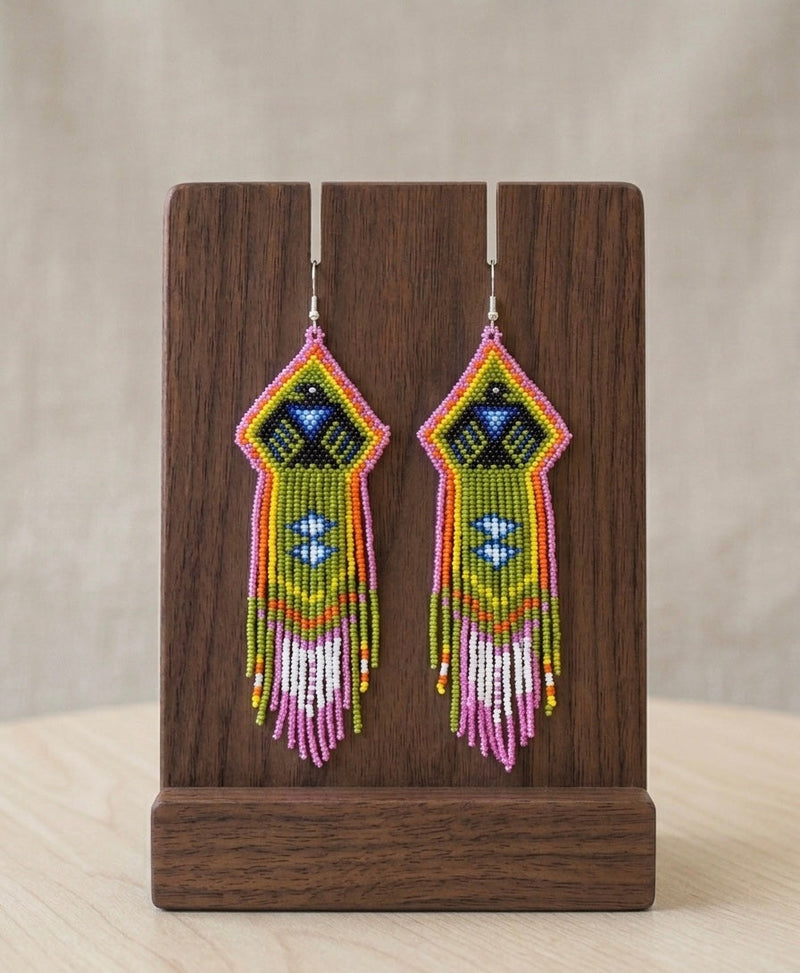 Beaded thunder eagle earrings ( Green )-5