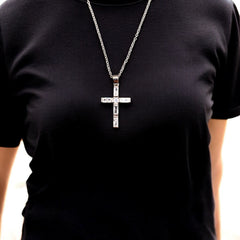Cross Stainless Steel Necklace Pendants With Long Chain-1