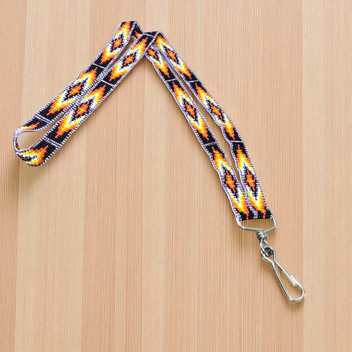 Purple black black Native Beaded Lanyard-2