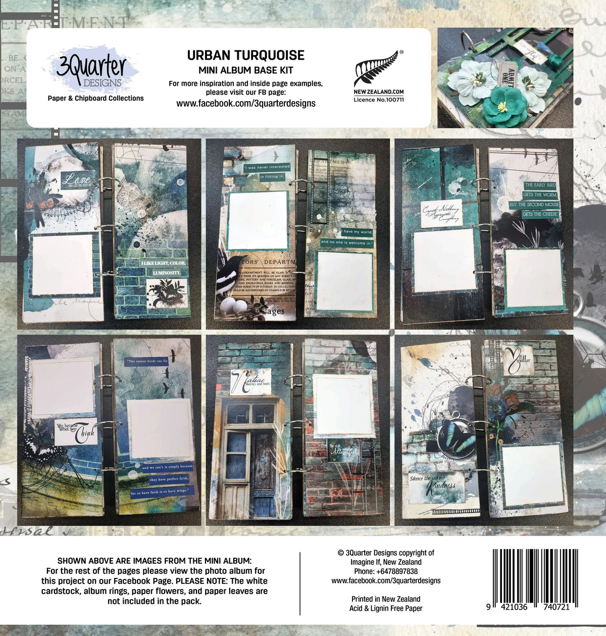 3Quarter Designs - Mini Album Base Kit - Urban Turquoise-13