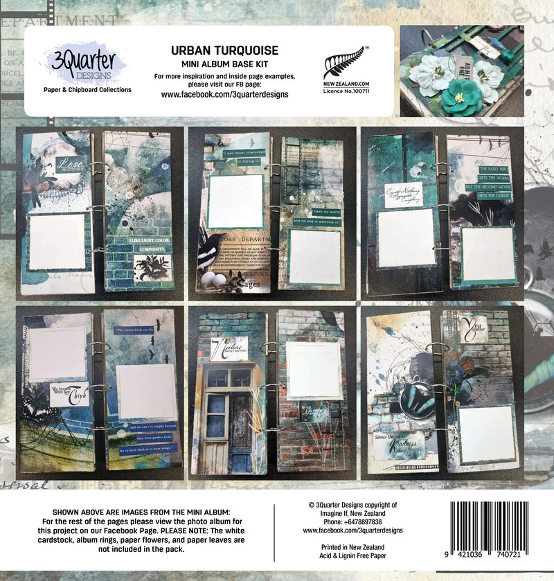 3Quarter Designs - Mini Album Base Kit - Urban Turquoise-13