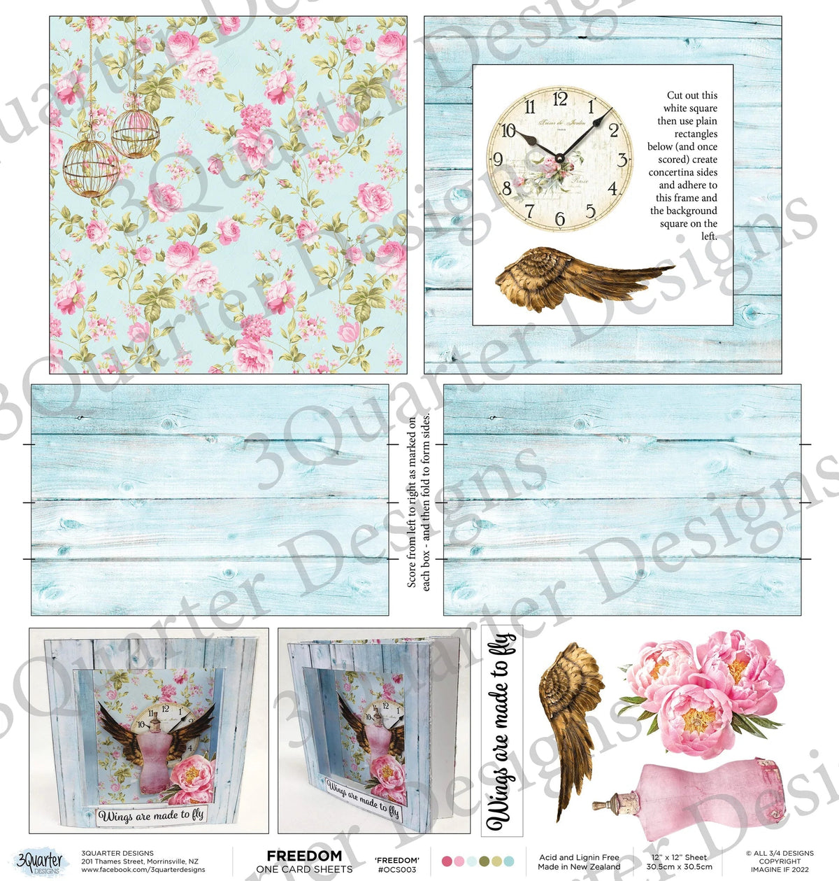 3Quarter Designs - One Card Project Sheet - Freedom-1