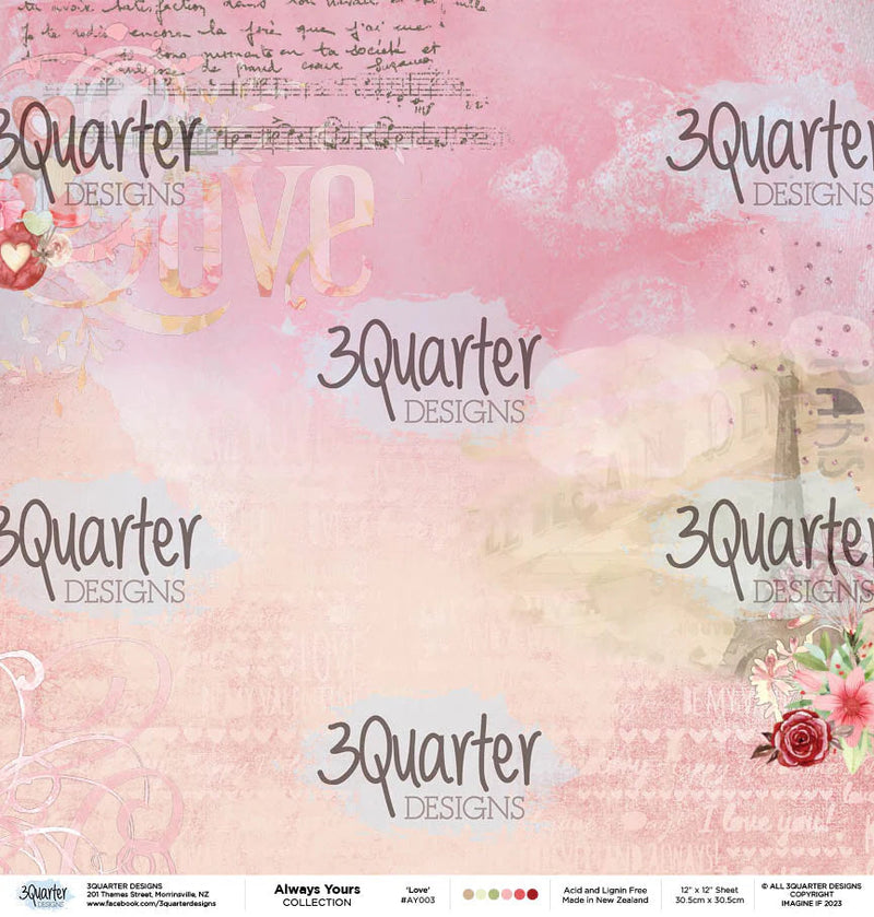 3Quarter Designs - 12" X 12" Paper Pack  - Always Yours-8