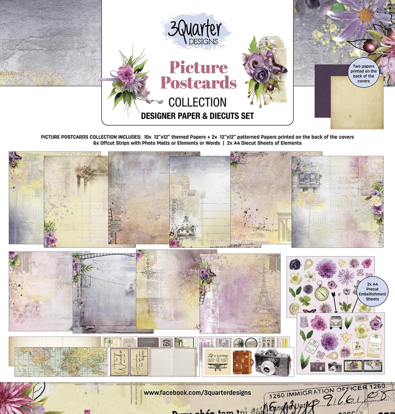 3Quarter Designs - 12" X12" Paper Pack - Picture Postcard-1