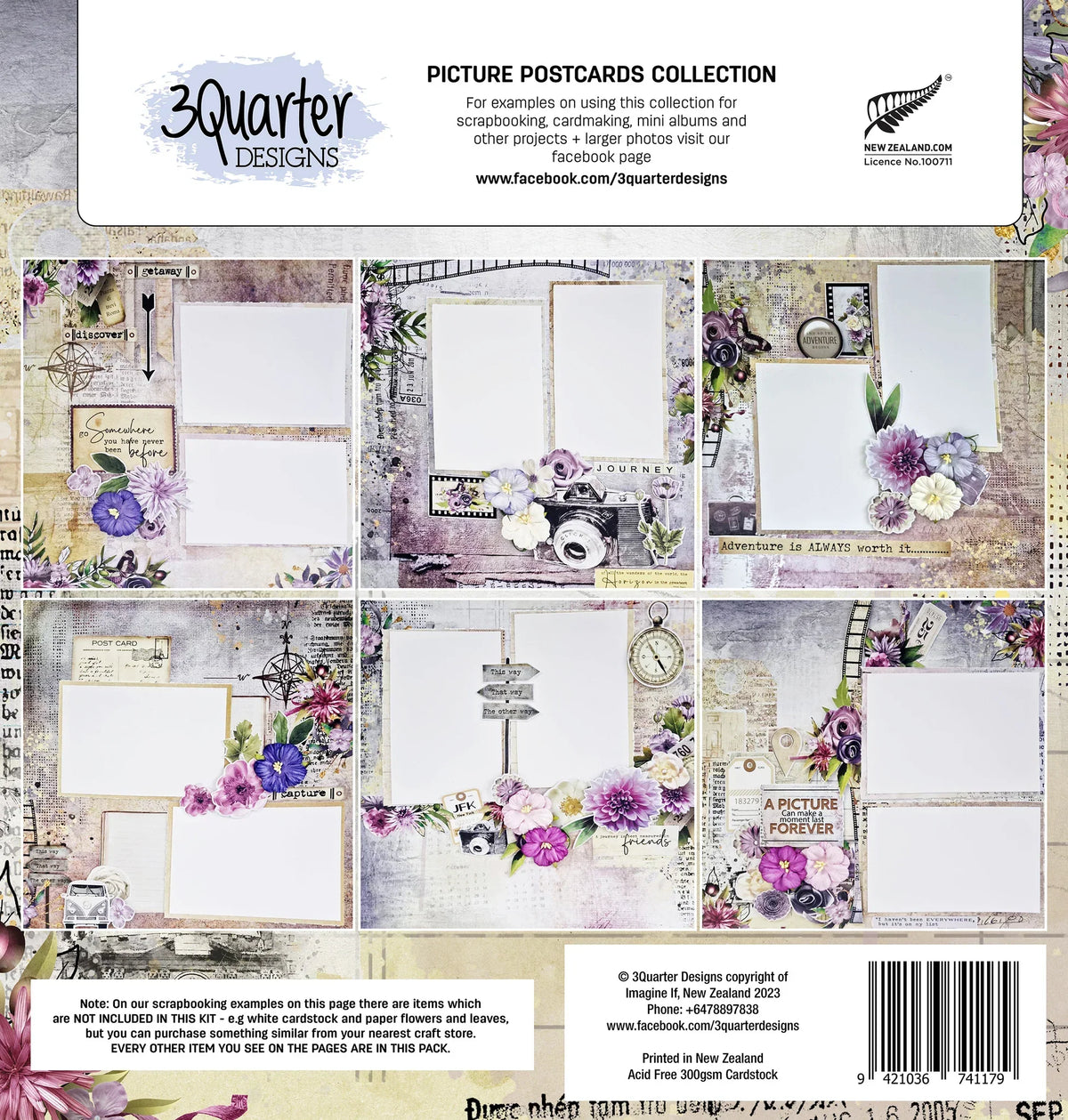 3Quarter Designs - 12" X12" Paper Pack - Picture Postcard-8