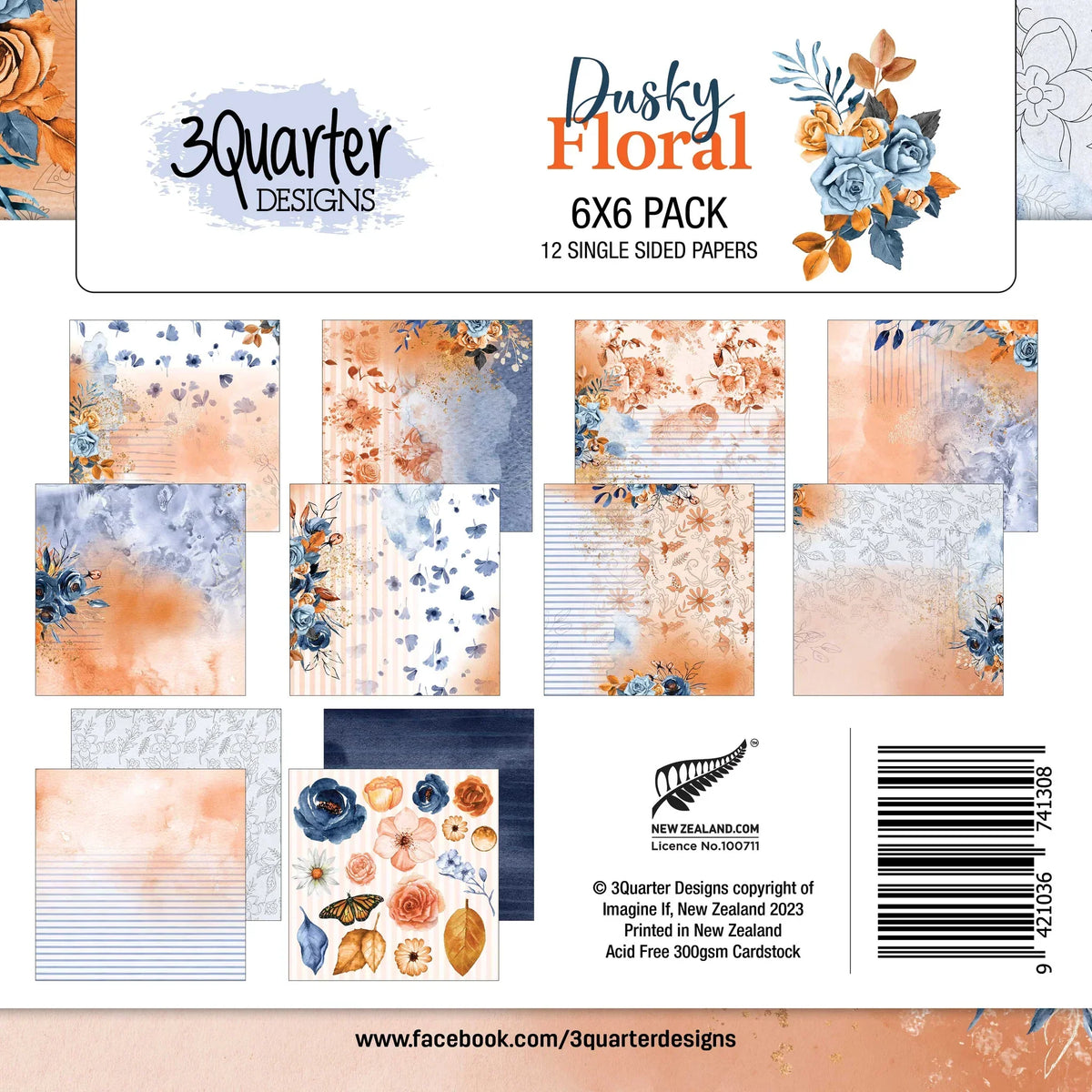 3Quarter Designs - Dusky Floral - Paper Pad 6 x 6-1