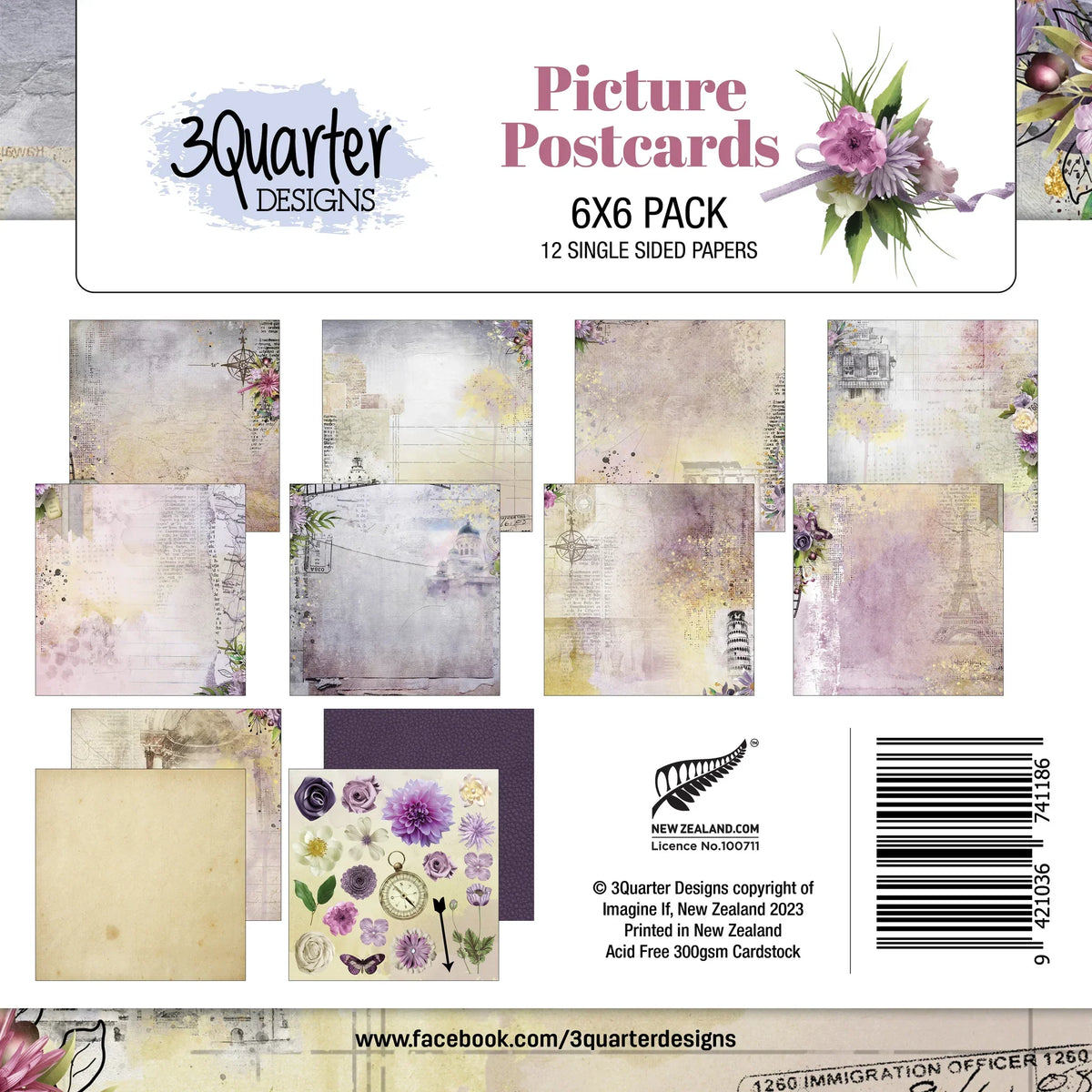 3Quarter Designs - 6" X 6" Paper Pack - Picture Postcard-1