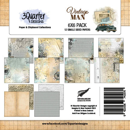 3Quarter Designs - 6" X 6" Paper Pack - Vintage Man-1