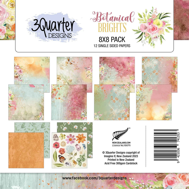 3Quarter Designs - Botanical  Brights - Paper Pad 8 x 8-1