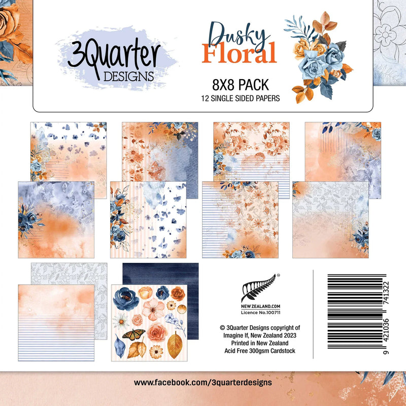 3Quarter Designs - Dusky Floral - Paper Pad 8 x 8-1